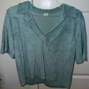 Wilfred Teal Terry Material Collared Top